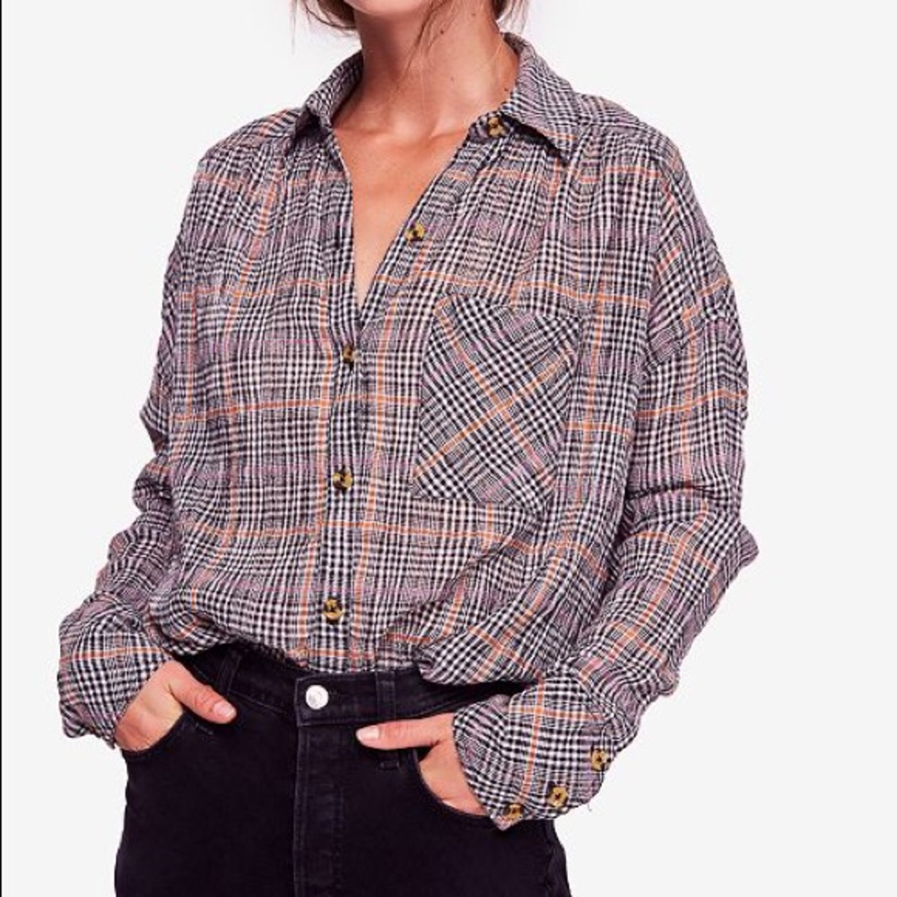 NWT Free People Break My Stride Buttondown Top M